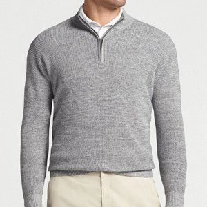 Peter Millar Crown Kitts Men's Twisted 1/4 Zip Sweater MS22S05 Gale Grey